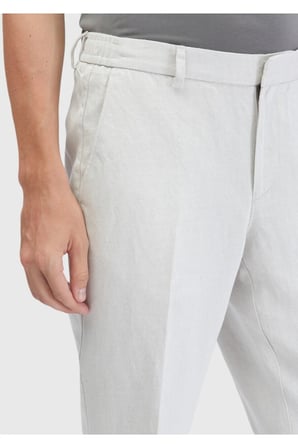 Kum Düz Dokuma Jogging Fit Casual Keten Karışımlı Pantolon