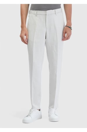 Kum Düz Dokuma Jogging Fit Casual Keten Karışımlı Pantolon