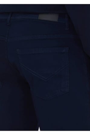 Lacivert Düz Dokuma Slim Fit Casual Pamuk Karışımlı Pantolon