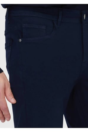 Lacivert Düz Dokuma Slim Fit Casual Pamuk Karışımlı Pantolon