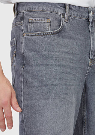 Gri Düz Regular Fit Denim %100 Pamuk Pantolon