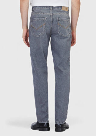Gri Düz Regular Fit Denim %100 Pamuk Pantolon