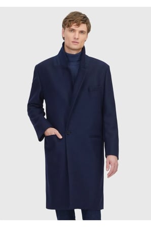 Lacivert Regular Fit Casual Örme Palto