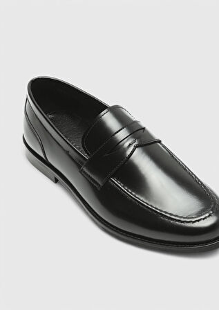 Siyah Deri Klasik Loafer