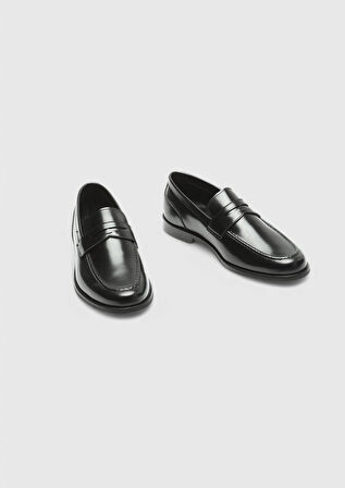 Siyah Deri Klasik Loafer