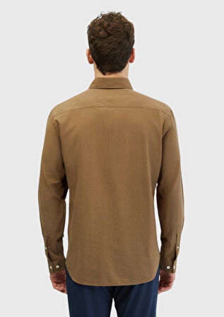 Vizon Düz Casual Fit Dokuma Casual %100 Pamuk Gömlek