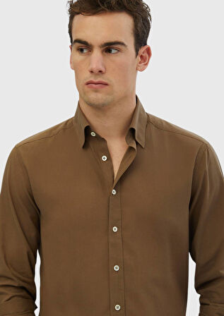 Vizon Düz Casual Fit Dokuma Casual %100 Pamuk Gömlek