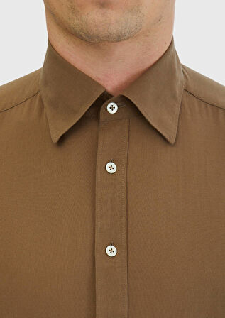 Vizon Düz Casual Fit Dokuma Casual %100 Pamuk Gömlek