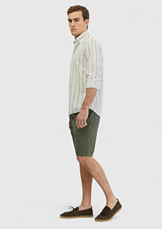 Açık Gri Baskılı Casual Fit Dokuma Casual %100 Pamuk Gömlek