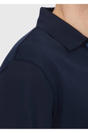 Lacivert Polo Yaka Düz Sweatshırt