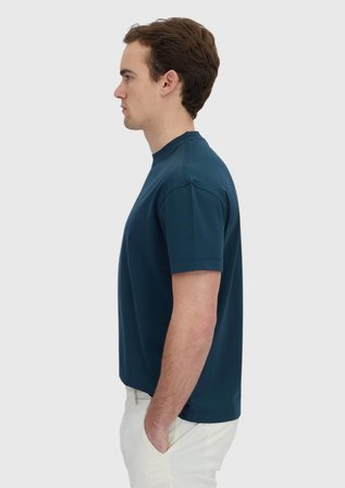 Petrol Düz Bisiklet Yaka %100 Pamuk T-Shirt