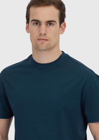 Petrol Düz Bisiklet Yaka %100 Pamuk T-Shirt