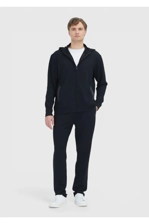 Siyah Kapüşonlu Düz Sweatshırt