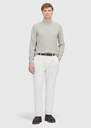 Taş Tam Balıkçı Yaka Düz Örgü Yün Karışımlı Triko Kazak