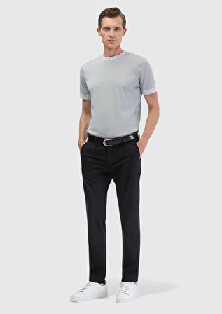 Açık Gri Düz Bisiklet Yaka %100 Pamuk T-Shirt