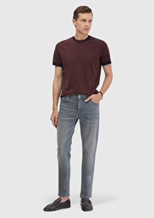 Kiremit Düz Bisiklet Yaka %100 Pamuk T-Shirt