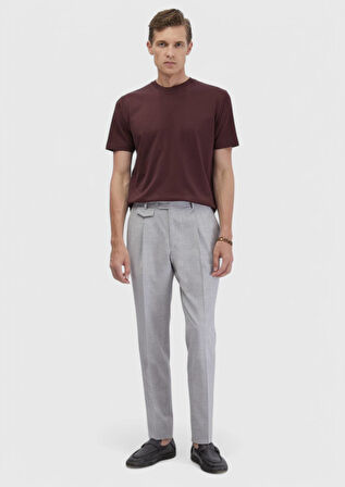 Kiremit Jakarlı Bisiklet Yaka %100 Pamuk T-Shirt