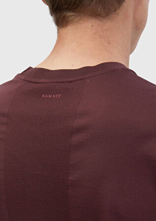 Kiremit Jakarlı Bisiklet Yaka %100 Pamuk T-Shirt