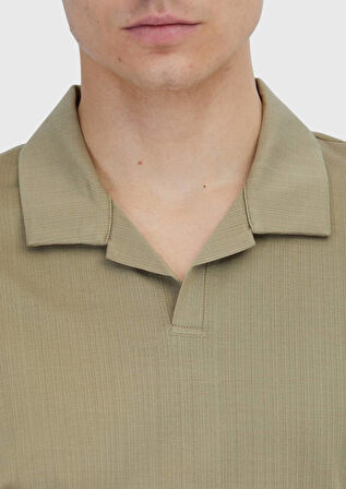 Vizon Jakarlı Polo Yaka %100 Pamuk T-Shirt