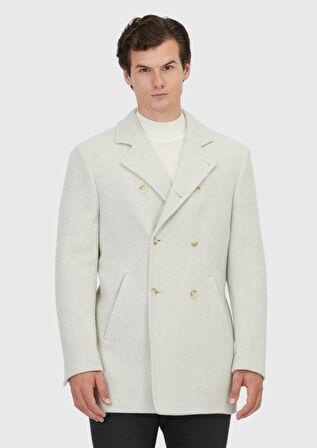 Ekru Regular Fit Kruvaze Yaka Casual Dokuma Kaban