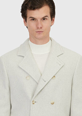 Ekru Regular Fit Kruvaze Yaka Casual Dokuma Kaban