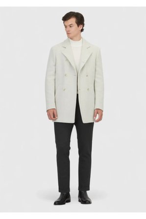 Ekru Regular Fit Kruvaze Yaka Casual Dokuma Kaban