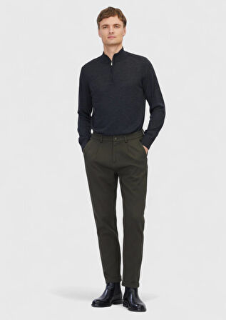 Haki Düz Dokuma Jogging Fit Casual Pamuk Karışımlı Pantolon