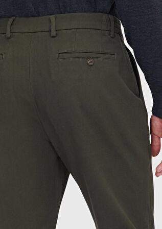 Haki Düz Dokuma Jogging Fit Casual Pamuk Karışımlı Pantolon