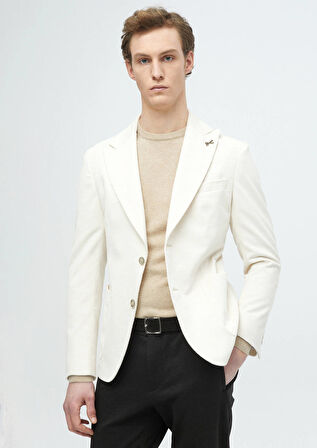 Ekru Fitilli Shirt Shoulder Slim Fit %100 Pamuk Ceket