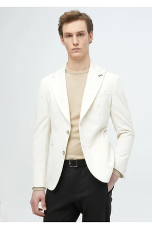 Ekru Fitilli Shirt Shoulder Slim Fit %100 Pamuk Ceket