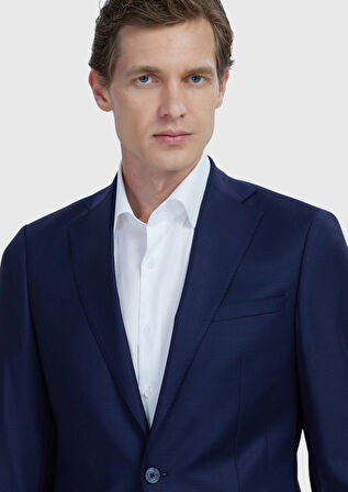 Saks Düz Fashion Slim Fit Yün Karışımlı Takım Elbise