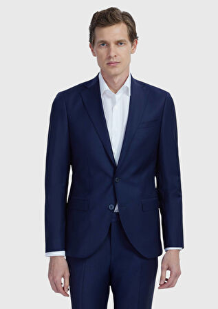 Saks Düz Fashion Slim Fit Yün Karışımlı Takım Elbise