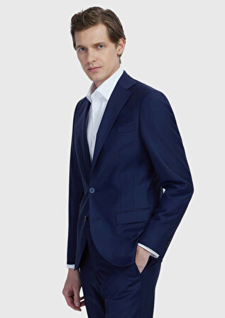 Saks Düz Fashion Slim Fit Yün Karışımlı Takım Elbise