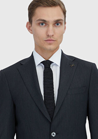 Antrasit Mikro Modern Fit Yün Karışımlı Takım Elbise