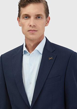 Lacivert Mikro Modern Fit Yün Karışımlı Takım Elbise