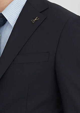 Siyah Mikro Modern Fit Yün Karışımlı Takım Elbise