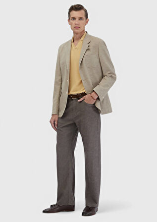 Koyu Bej Düz Shirt Shoulder Slim Fit Pamuk Karışımlı Ceket