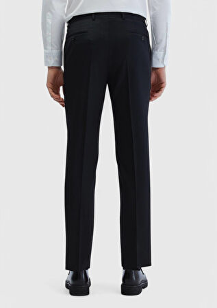 Siyah Düz Kumaş Regular Fit Klasik %100 Yün Pantolon