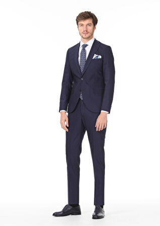 Saks Düz Regular Fit Yün Karışımlı Takım Elbise