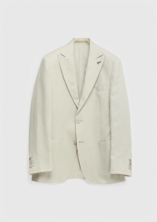 Bej Düz Zeroweight Slim Fit %100 Keten Takım Elbise