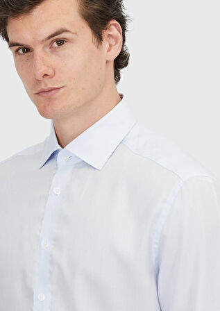 Mavi Düz Regular Fit Dokuma Klasik Gömlek