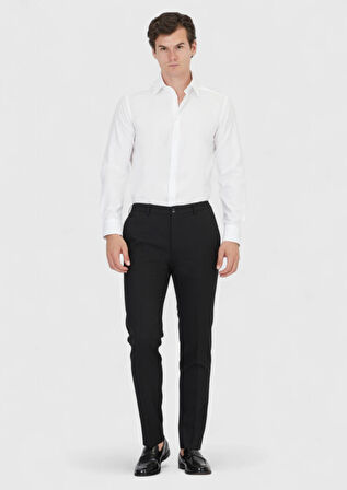 Beyaz Düz Regular Fit Dokuma Klasik %100 Pamuk Gömlek