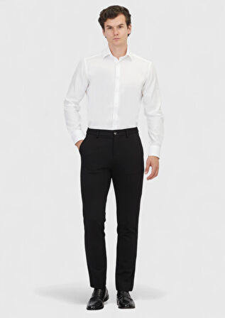 Beyaz Düz Regular Fit Dokuma Klasik %100 Pamuk Gömlek