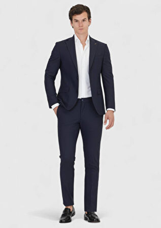 Açık Lacivert Mikro Modern Fit Yün Karışımlı Takım Elbise