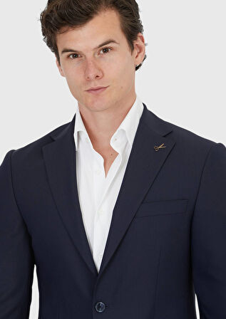 Açık Lacivert Mikro Modern Fit Yün Karışımlı Takım Elbise