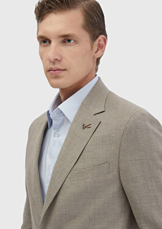 Kahverengi Zeroweight Slim Fit Yün Karışımlı Takım Elbise