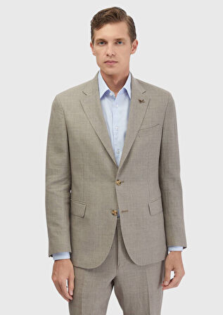 Kahverengi Zeroweight Slim Fit Yün Karışımlı Takım Elbise