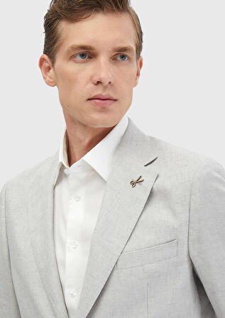 Açık Gri Zeroweight Slim Fit Yün Karışımlı Takım Elbise