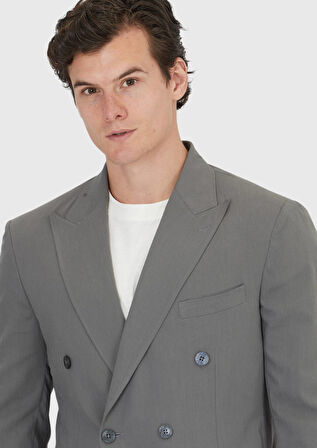 Gri Düz Zeroweight Slim Fit Takım Elbise