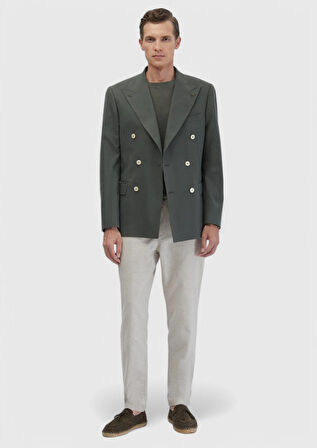 Haki Düz Slim Fit Ceket
